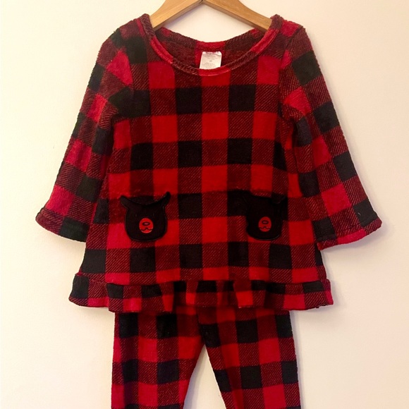 Unknown Pajamas 3t Toddler Girl Buffalo Plaid Fleece Pajama Set